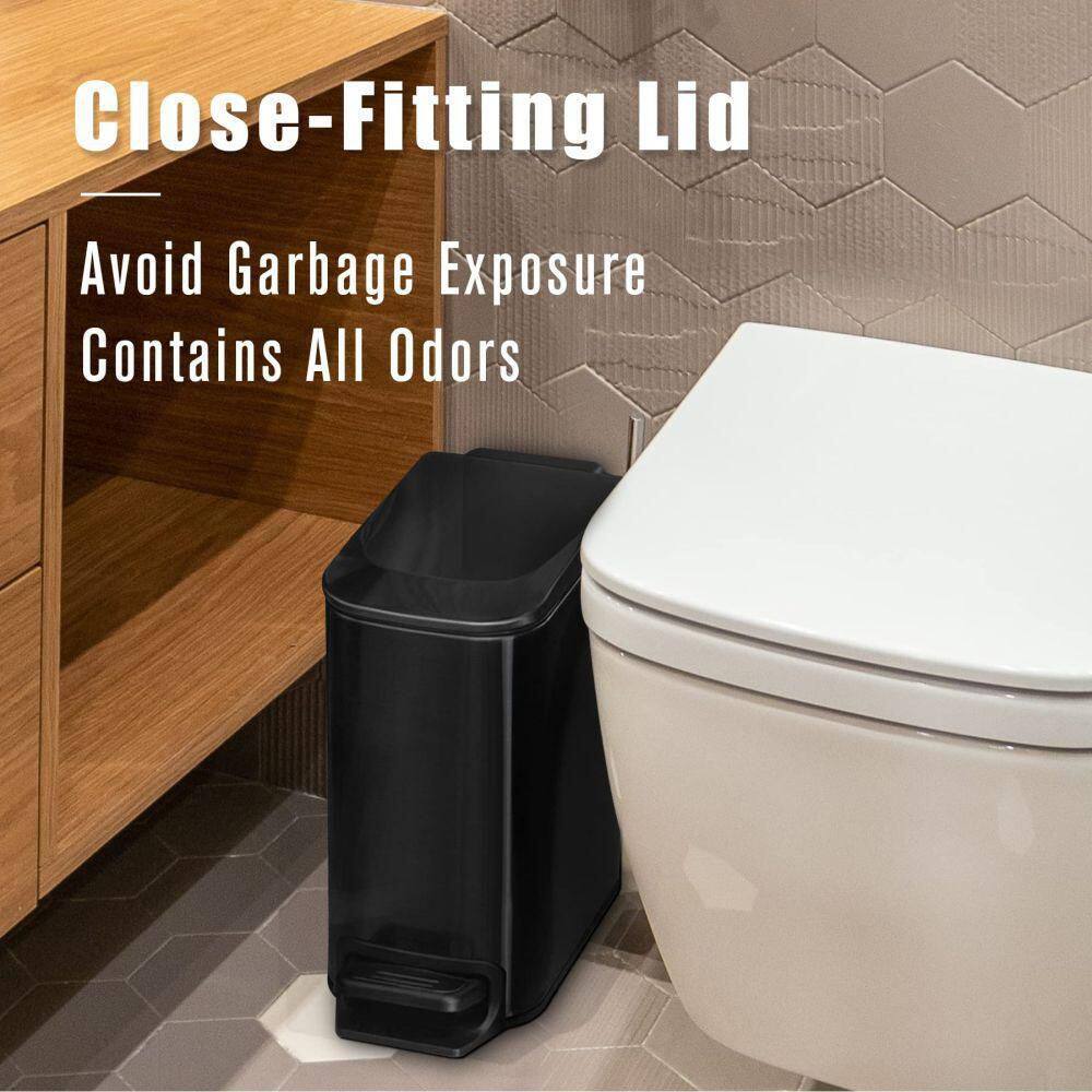 Dracelo Small Bathroom Trash Can with Lid Soft Close in Matt Black B08Q7MMJHH