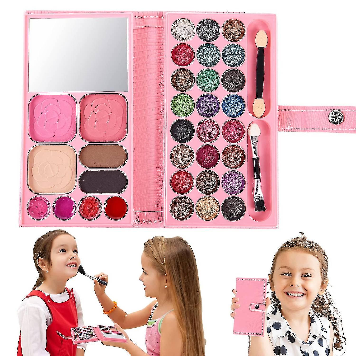 Kids Makeup Set For Girls， Washable Makeup Toy Set， Real Cosmetic Beauty Set For Kids With Eyeshdow