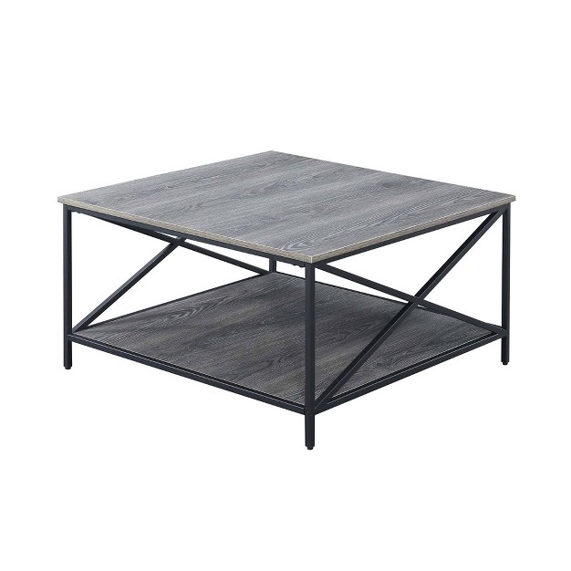 Tucson Metal Square Coffee Table Weathered Gray black Breighton Home