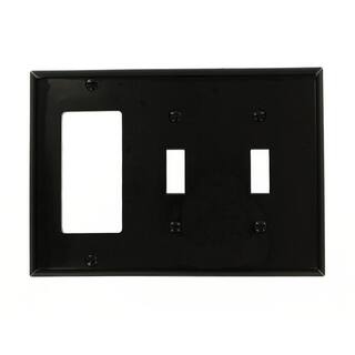 Leviton Black 3-Gang 2-Toggle1-DecoratorRocker Wall Plate (1-Pack) 80745-E