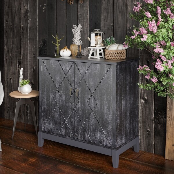 Wooden Accent Storage Cabinet Elegant 2-Door Buffet Sideboard Bathroom