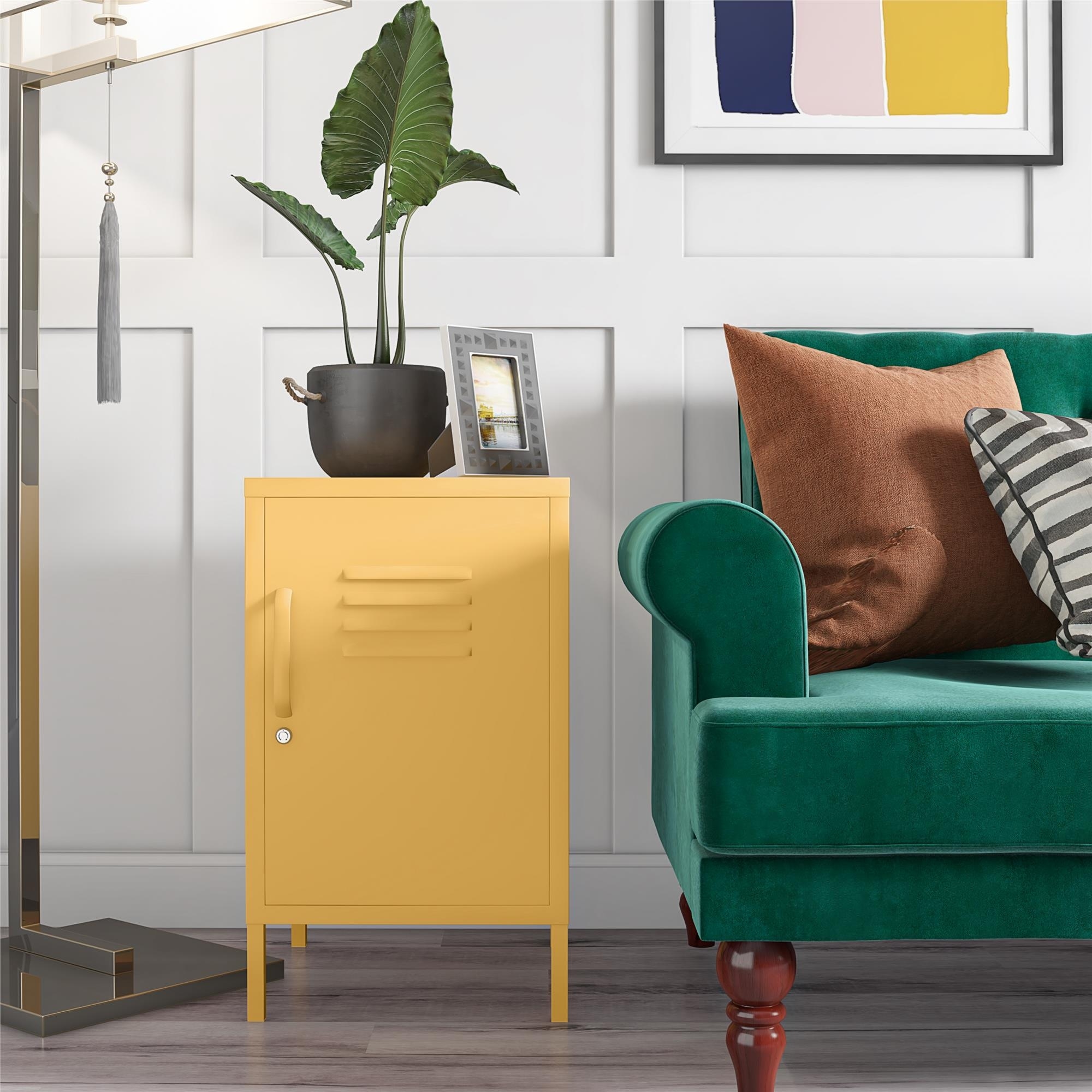 Cache Metal Locker End Table， Yellow