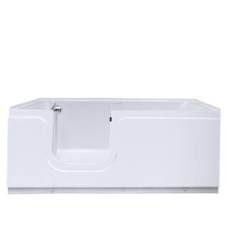 Homeward Bath Aquarite 59 in. x 30 in. x 24.5 in. Acrylic Freestanding Walk-In Air Bath Bathtub in White Waterproof LHS DoorDrain HW315930AL