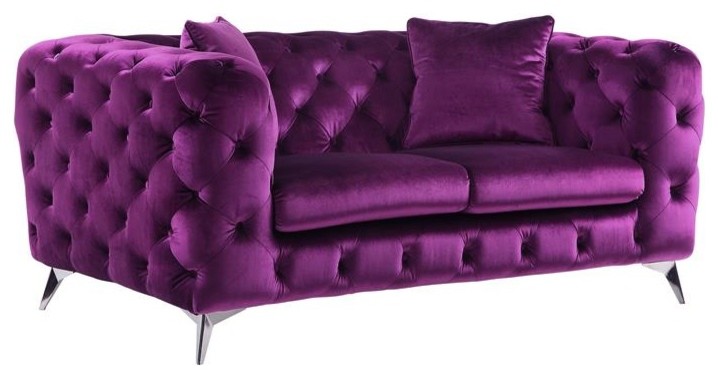 ACME Atronia Loveseat in Purple Fabric   Midcentury   Loveseats   by HedgeApple  Houzz