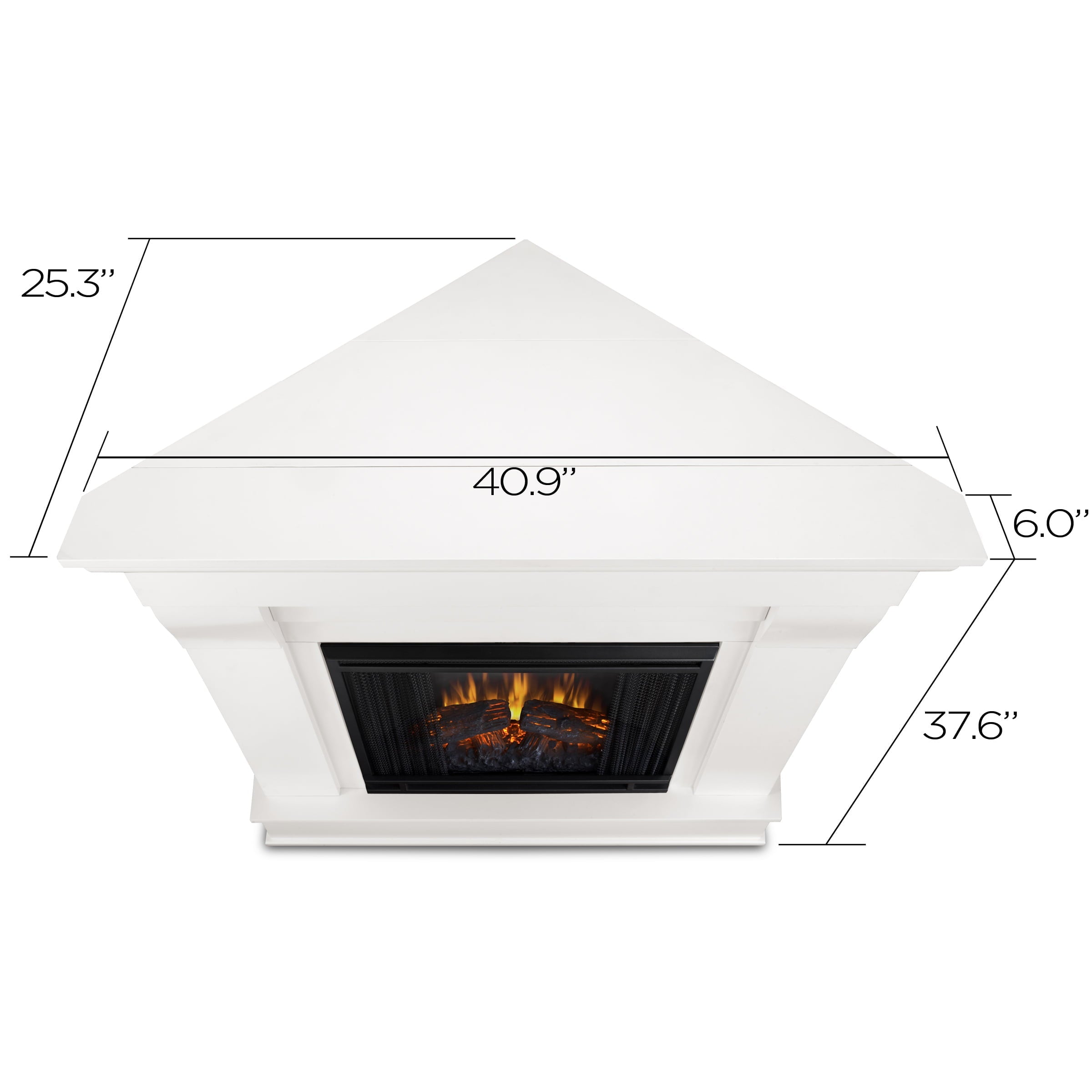 Chateau Corner Electric Fireplace in White by Real Flame