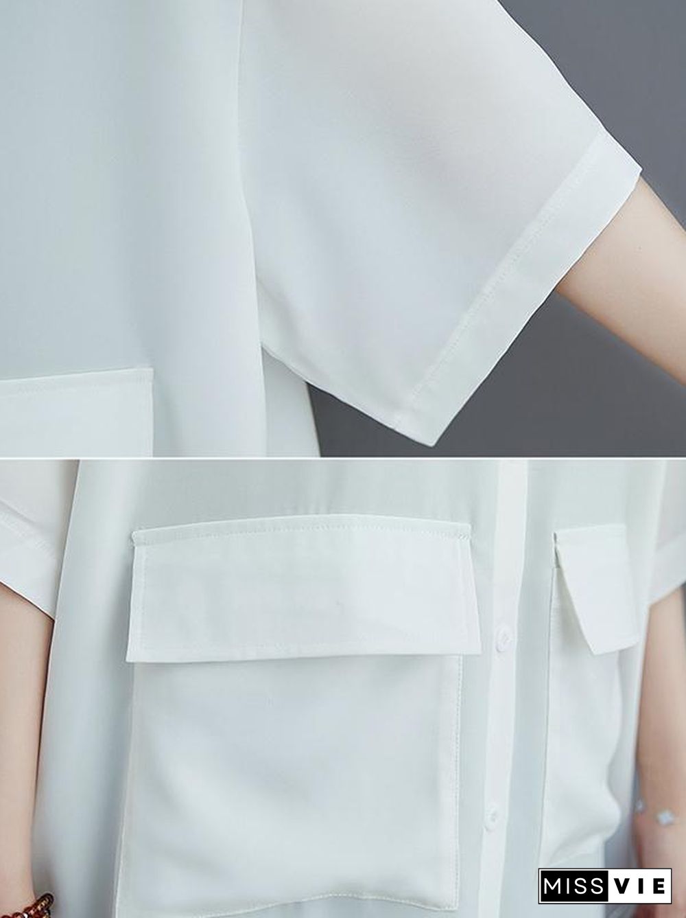 Loose Split-Joint Hollow Solid Long Blouse