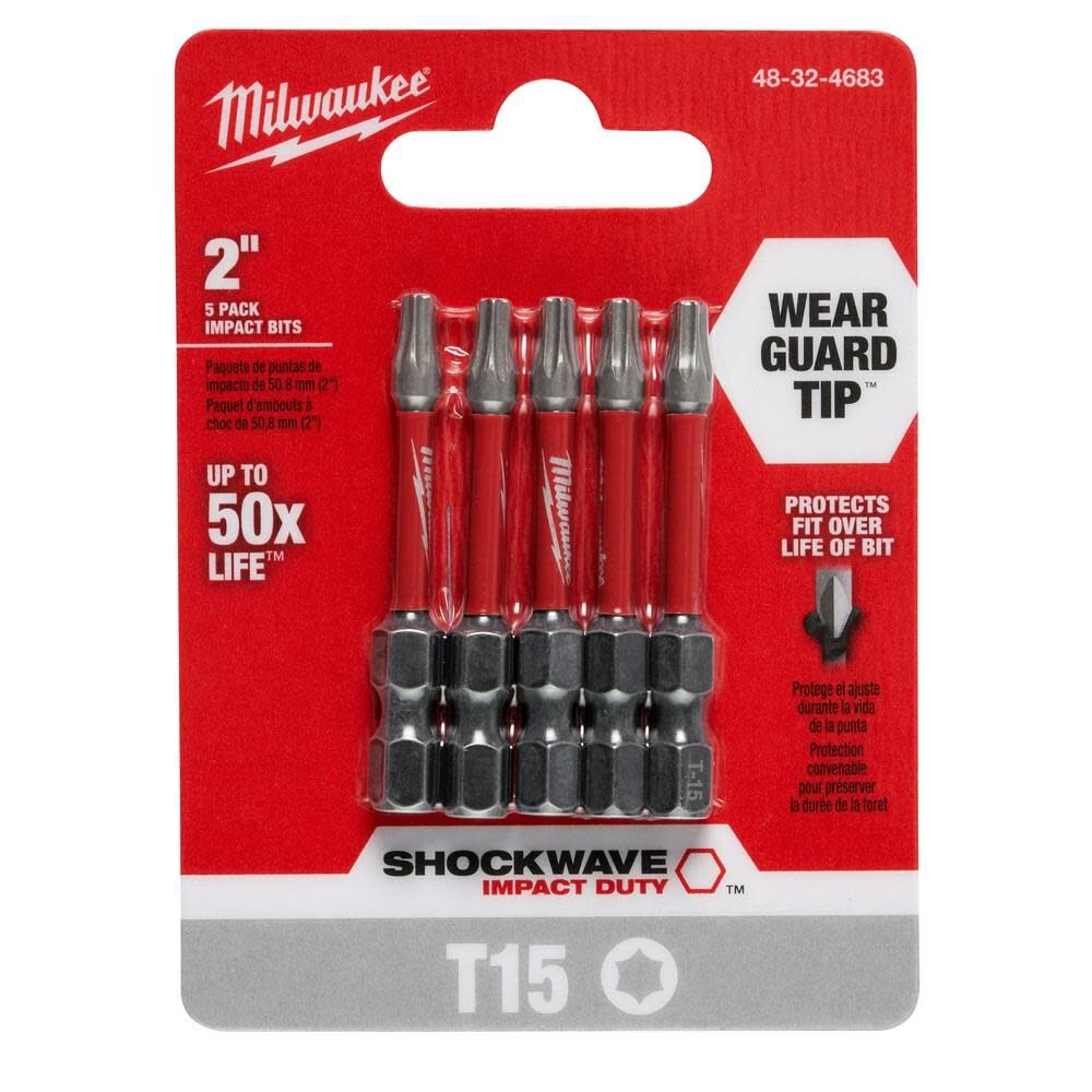 Milwaukee SHOCKWAVE 2 in. T15 Impact Driver Bits 5PK 48-32-4683 from Milwaukee