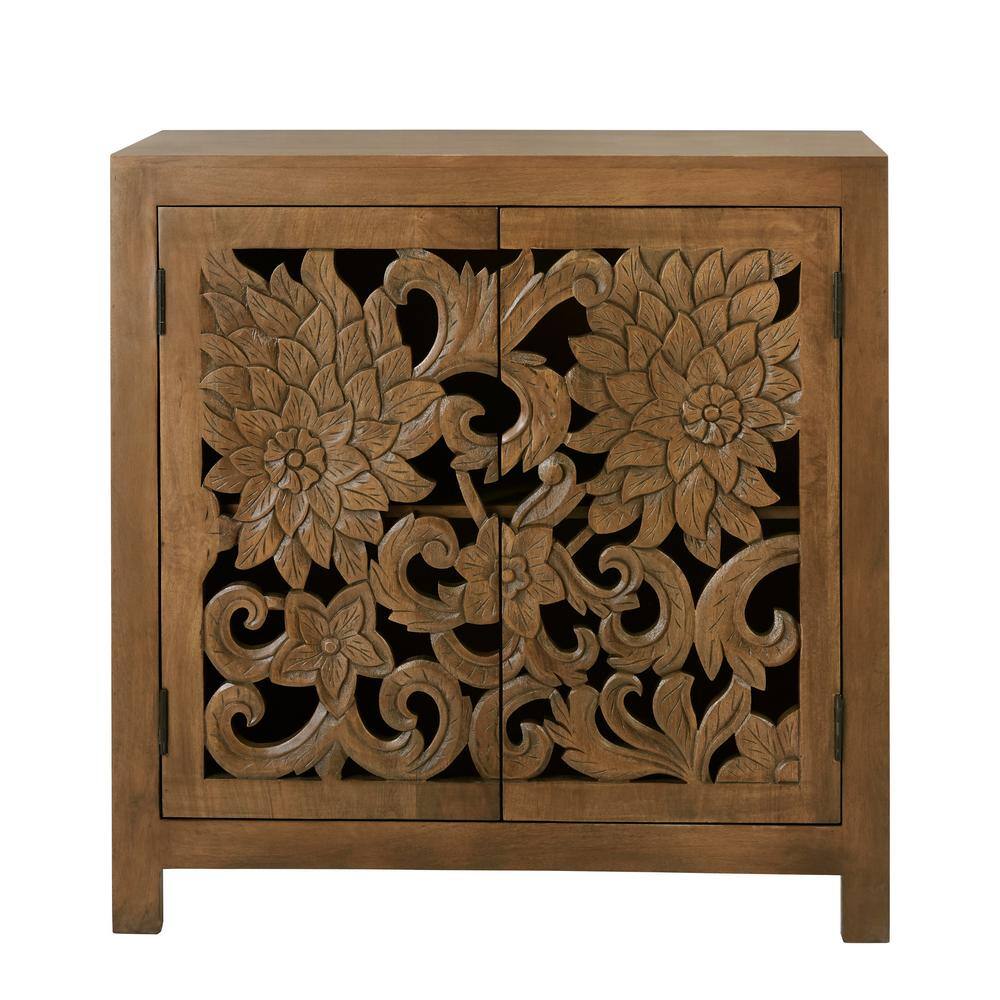 Home Decorators Collection Nadia Carved Solid Wood Accent Cabinet in Haze Brown CAC-20-002