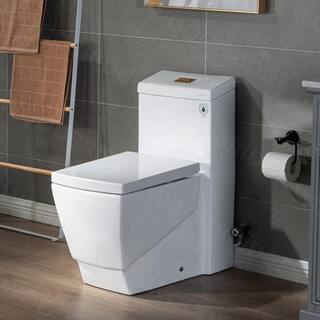 WOODBRIDGE Modern 1-piece 1.1 1.6GPF Dual Flush Square Elongated All-In One Toilet in White with Soft Closed Seat Included HB0920-BG