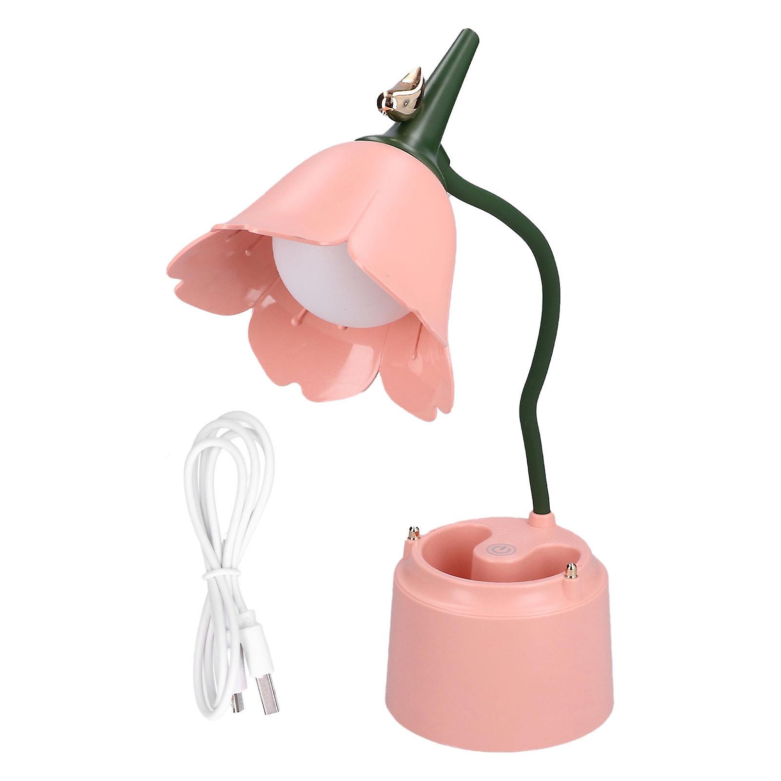 Pink Flower Desk Lamp Universal Hose 3 Gear Store Touch Pink Cute Desk Lamp For Reading Office Bedside Lamp