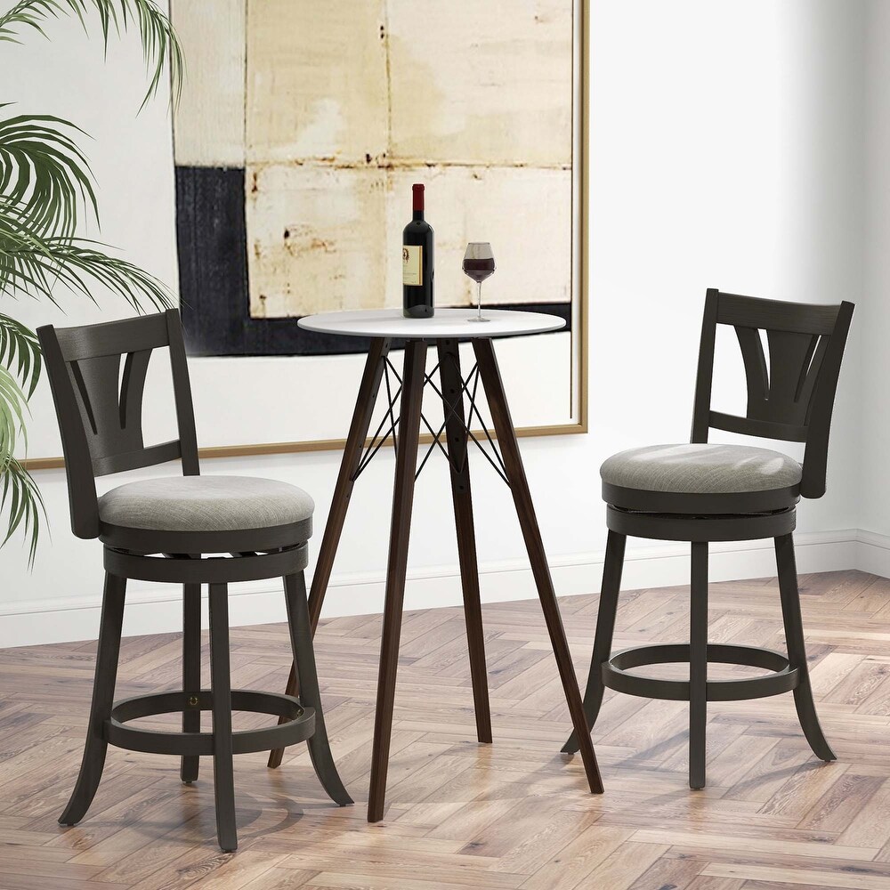 Costway 26.5'' Swivel Bar Stool Counter Height with Curved Backrest