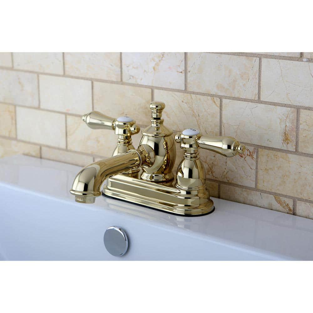 Kingston Brass Heirloom 4 in Centerset 2Handle Bathroom Faucet in Polished Brass