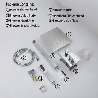 Magic Home 1-Spray Square Temperature Control Hand Shower and Shower Head from Wall Combo Kit with Slide Bar in Chrome MH-KST-S210C