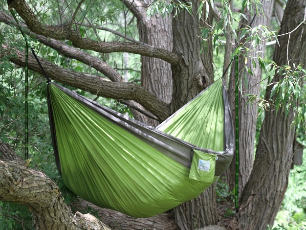 Gray And Green Heavy Duty Lightweight Traveler s Nylon Hammock