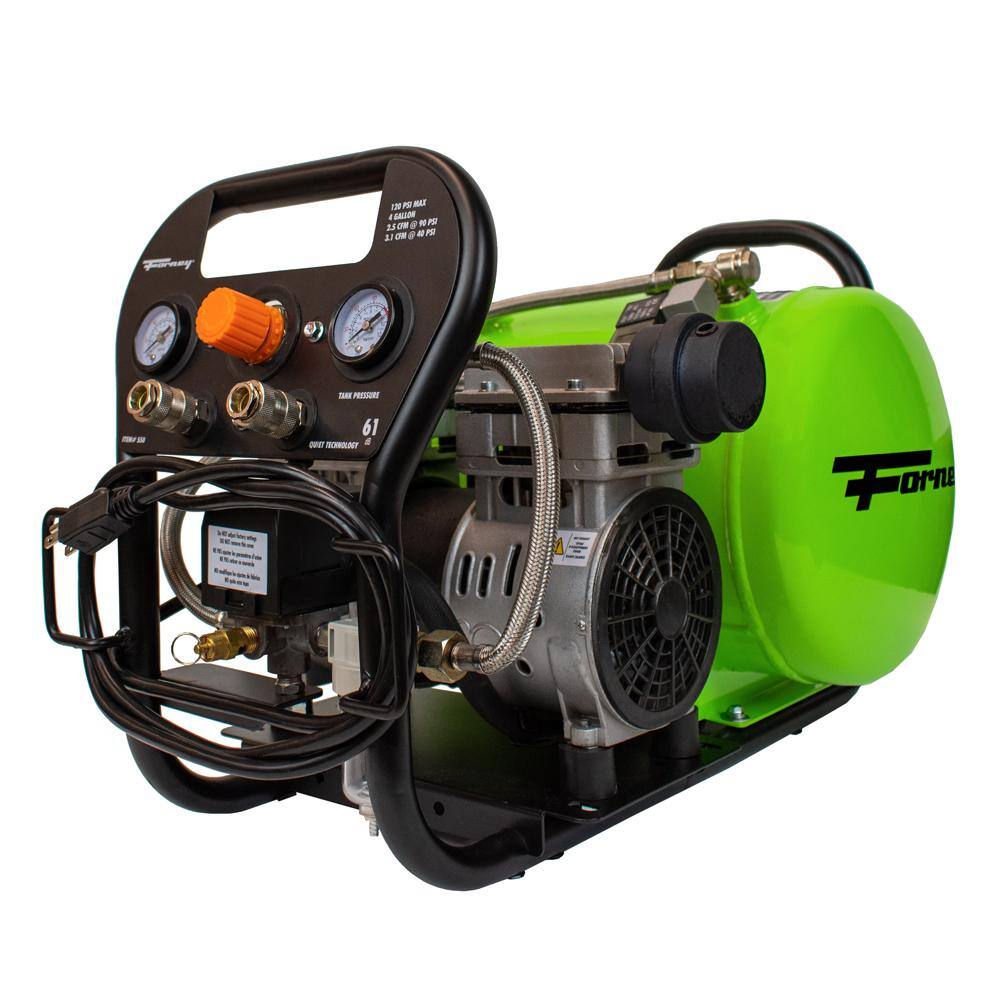 Forney 1.0 Hp Electric 4 Gal Oil-Free Air Compressor 120 PSI 2.5 CFM @ 90 PSI 550