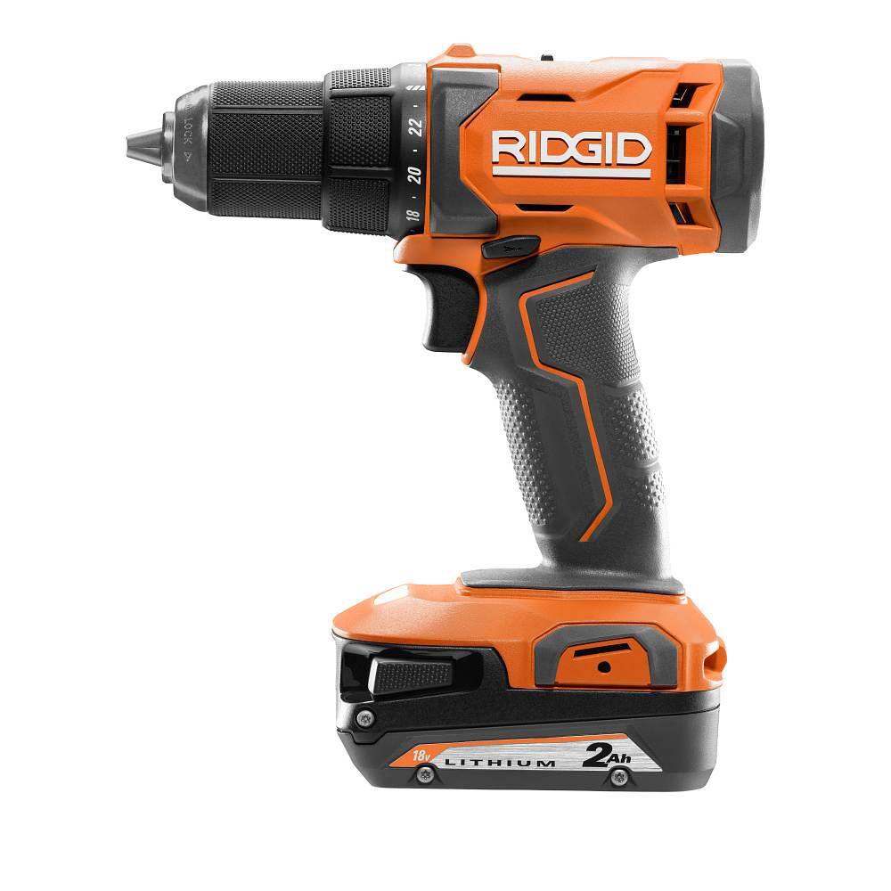 RIDGID 18V Cordless 2-Tool Combo Kit with 12 in. DrillDriver 14 in. Impact Driver (2) 2.0 Ah Batteries Charger and Bag R9272