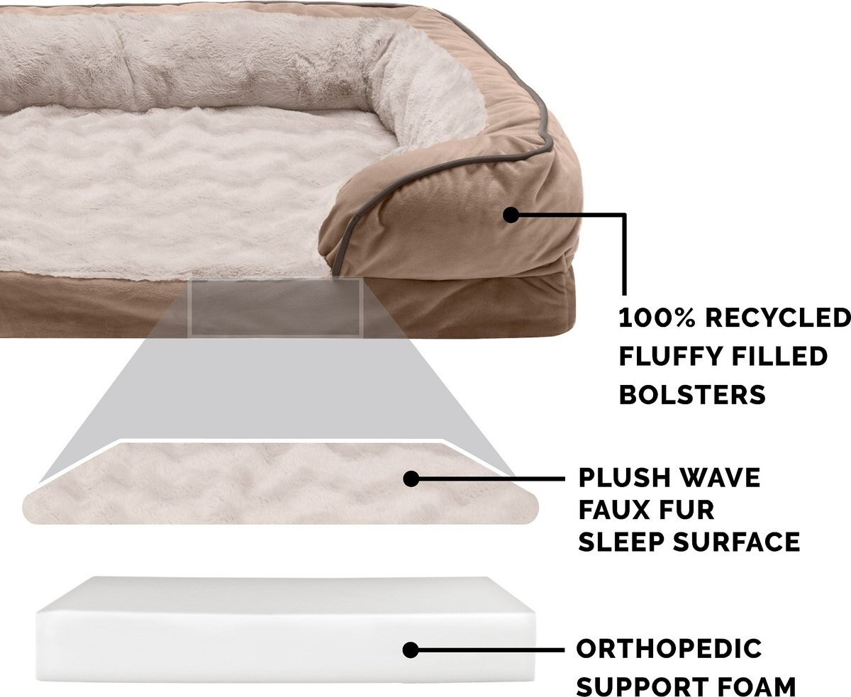 FurHaven Perfect Comfort Velvet Waves Full Support Orthopedic Sofa Dog and Cat Bed