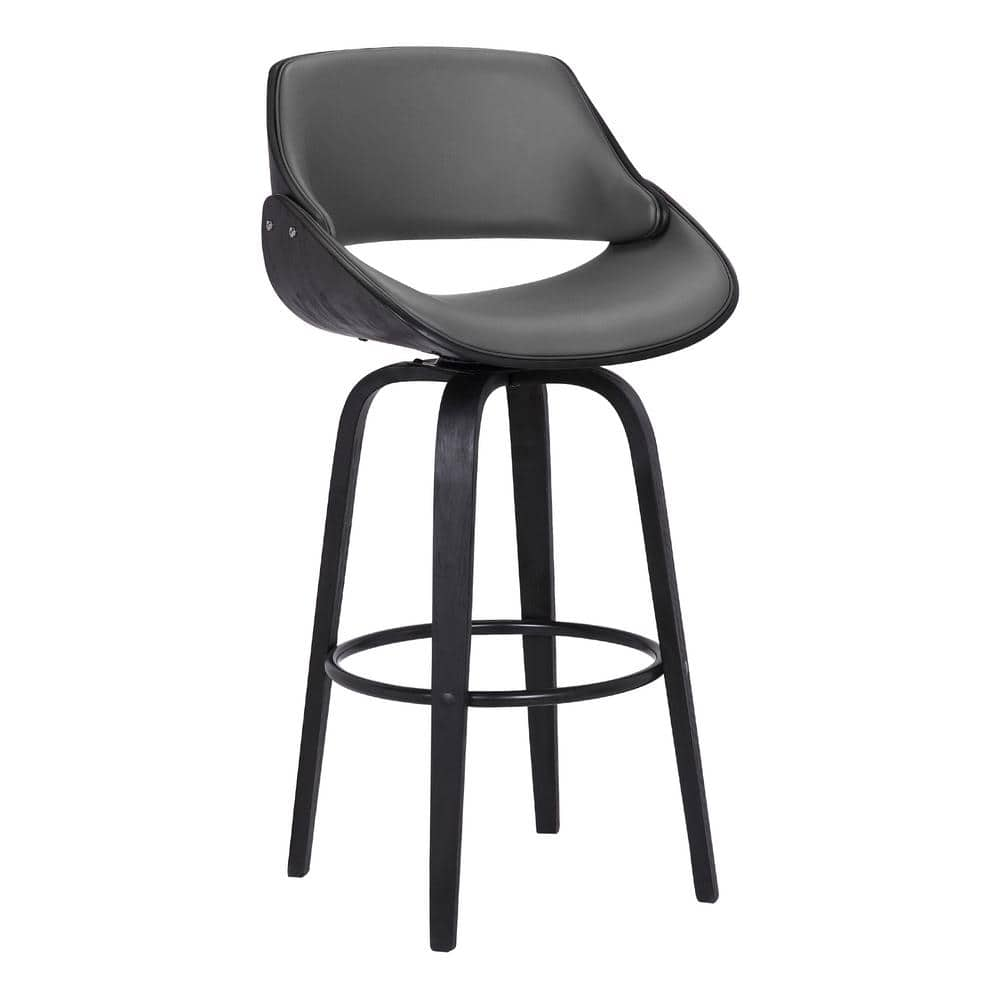 Armen Living Mona 41.5 in. Black Brush Grey Bar Stool LCMNBABLGR30