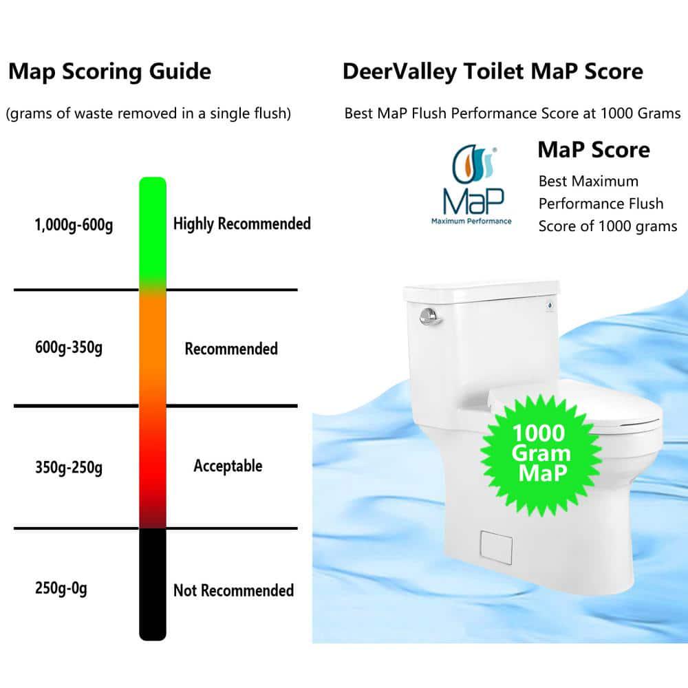 DEERVALLEY DeerValley Apex 12 in Rough in Size 1Piece 128 GPF Single Flush Elongated Toilet in White Seat Included