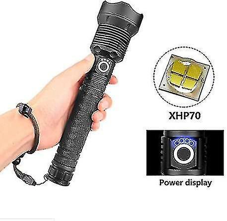 Led Flashlight， 90000 Lumens Xhp70 Ultra Powerful Adjustable Zoomable Waterproof Torch Flashlight， U