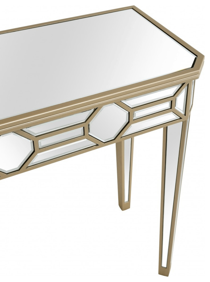 Gold Trimmed Mirrored Console Table   Contemporary   Console Tables   by HomeRoots  Houzz