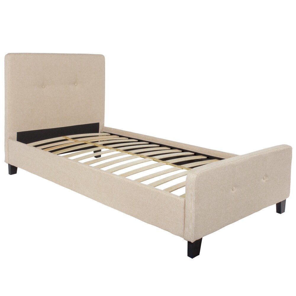 Button Tufted Upholstered Casual Style Platform Bed