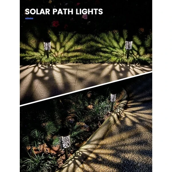 12 in. Black Solar Power Integrated LED Waterproof Path Light 3000K Warm White (2-Pack)