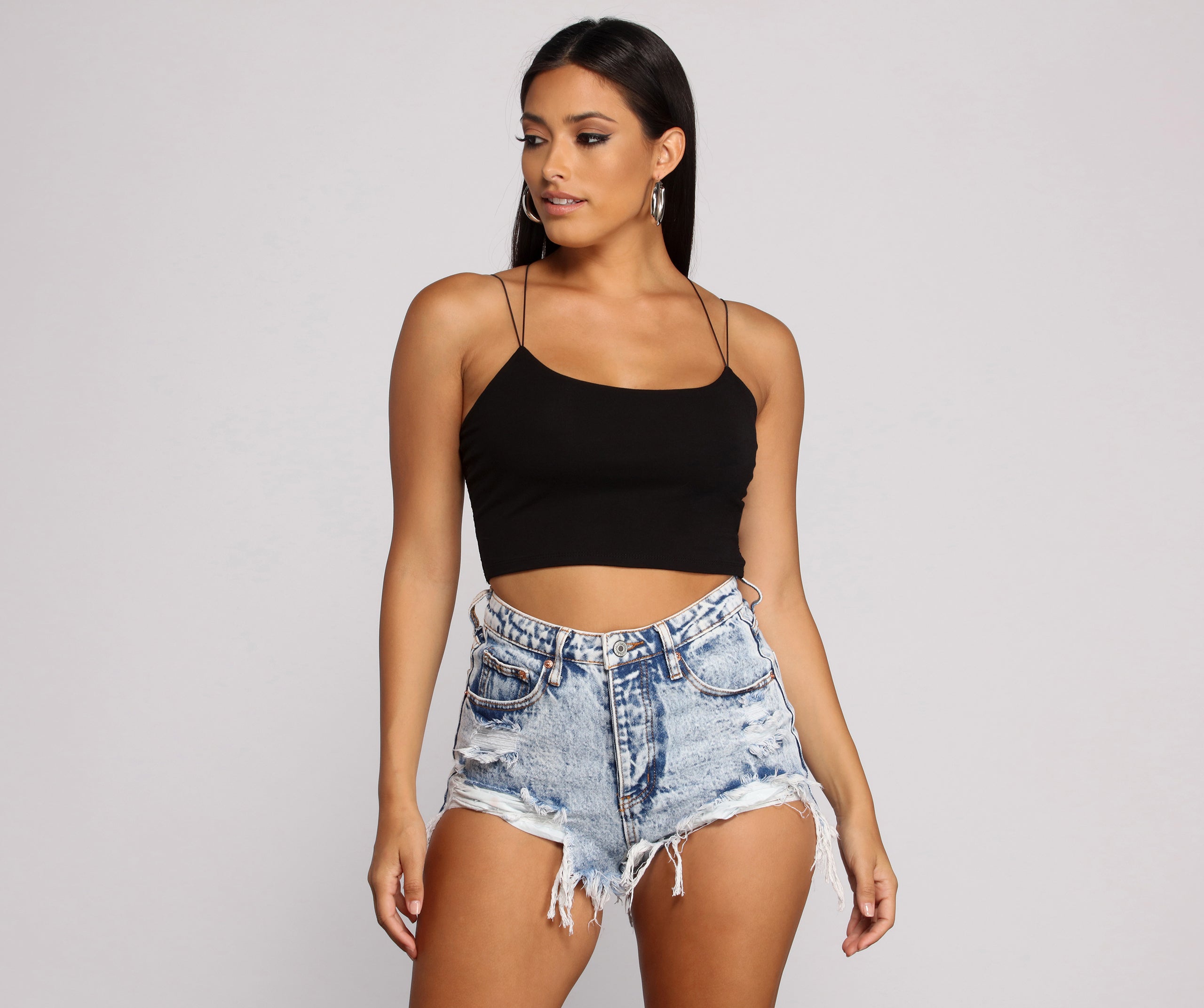 Lace Back Double Strap Crop Top