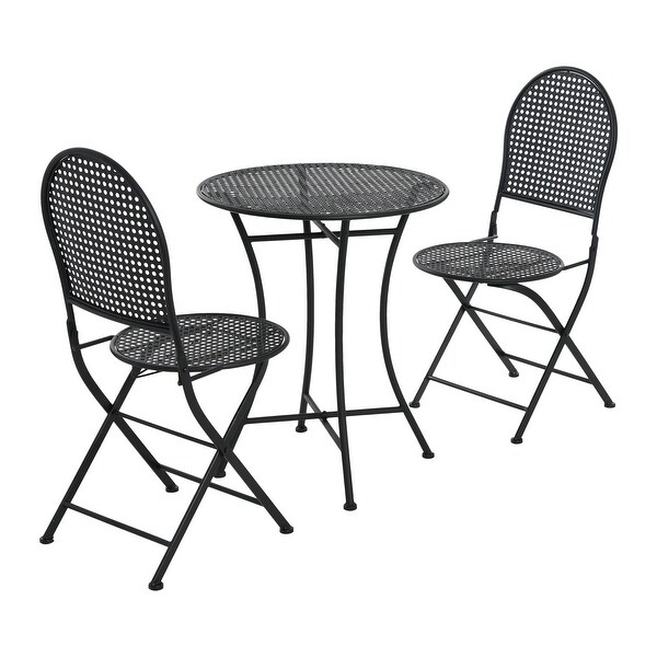 Outdoor Bistro Patio Set with Table and 2 Folding Chairs