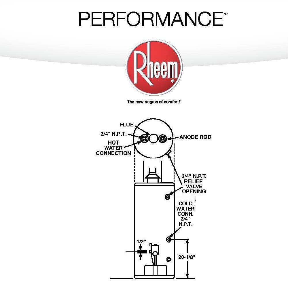 Rheem Performance Manufactured Housing 40 Gal. Tall 6 Year 34000 BTU Convertible Natural GasLP Tank Water Heater XG40T06MH34U1