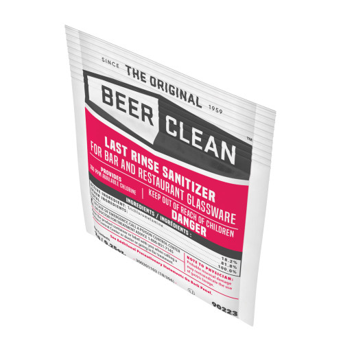 Diversey Beer Clean Last Rinse Glass Sanitizer， Powder， 0.25 oz Packet， 100/Carton (90223)