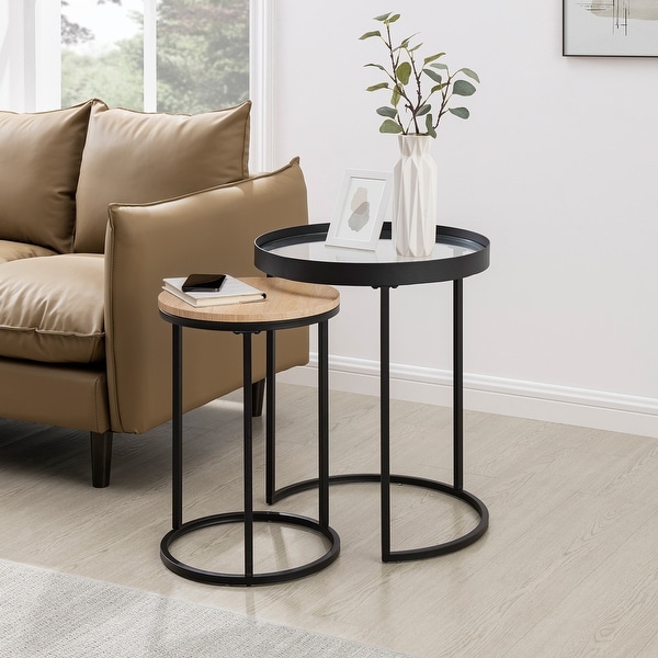 Middlebrook Contemporary Glass-Top Nesting Tables