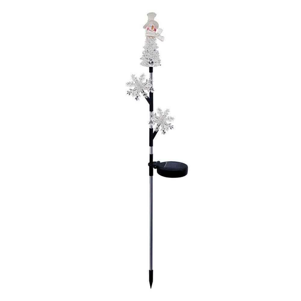 Alpine Corporation 33 in. Tall Snowman and Snowflakes Christmas Stake Holiday Decor SOT882SLR-HH