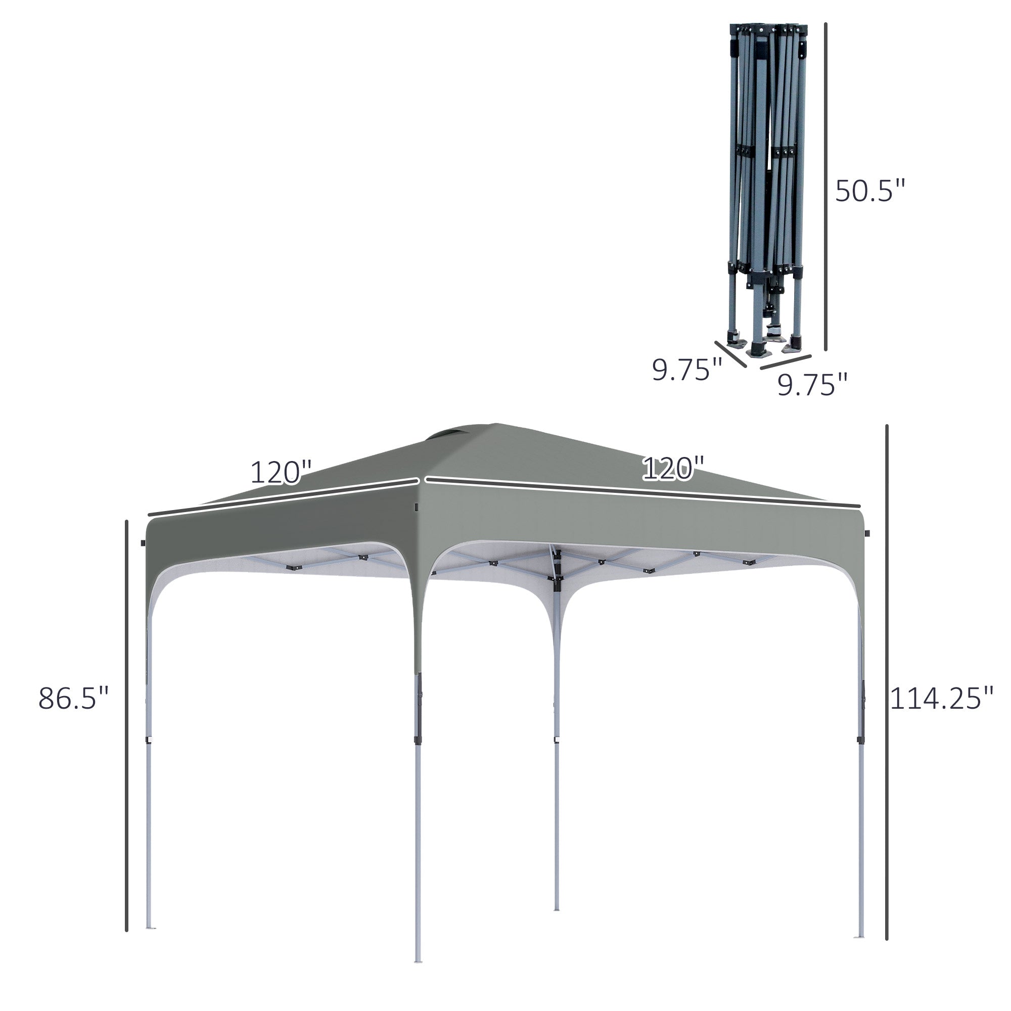 Outsunny 10' x 10' Pop Up Canopy, Foldable Gazebo Tent with Carry Bag with Wheels and Outdoor Garden Patio Party Dark Grey