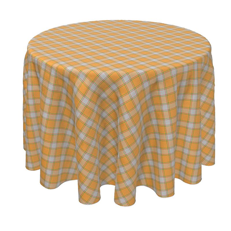 Round Tablecloth， 100% Polyester， 60 Round， Rustic Fall Color Plaid