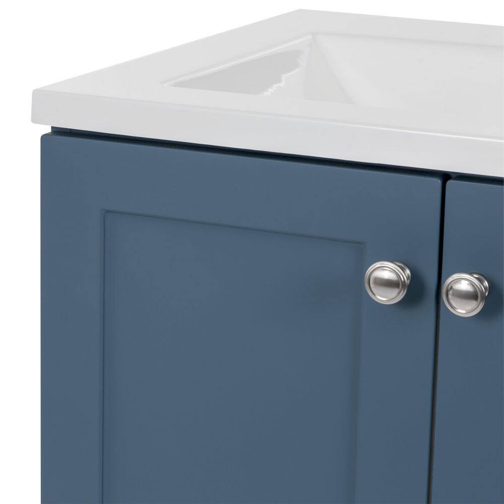 Glacier Bay Lancaster 36.25 in. W x 18.75 in. D Shaker Bath Vanity in Admiral Blue with White Cultured Marble Top B36X20321