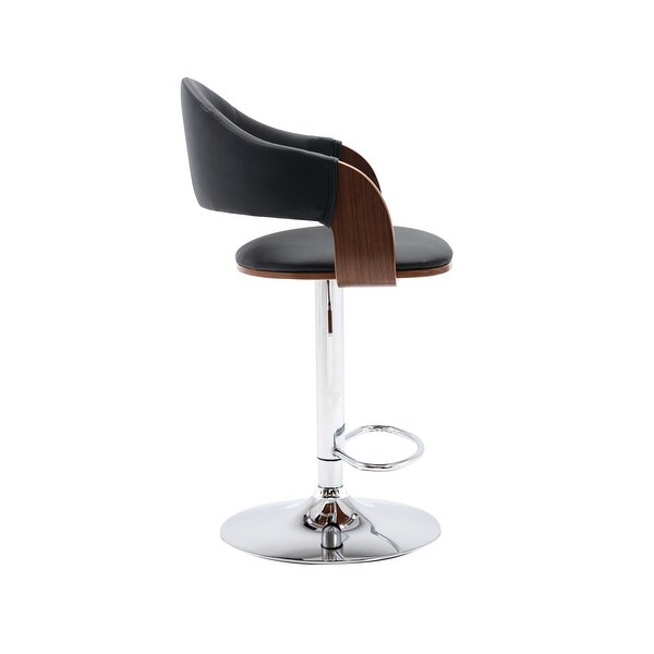 Porthos Home Emir Height Adjustable Bar Stool， PU Leather， Swivel Seat