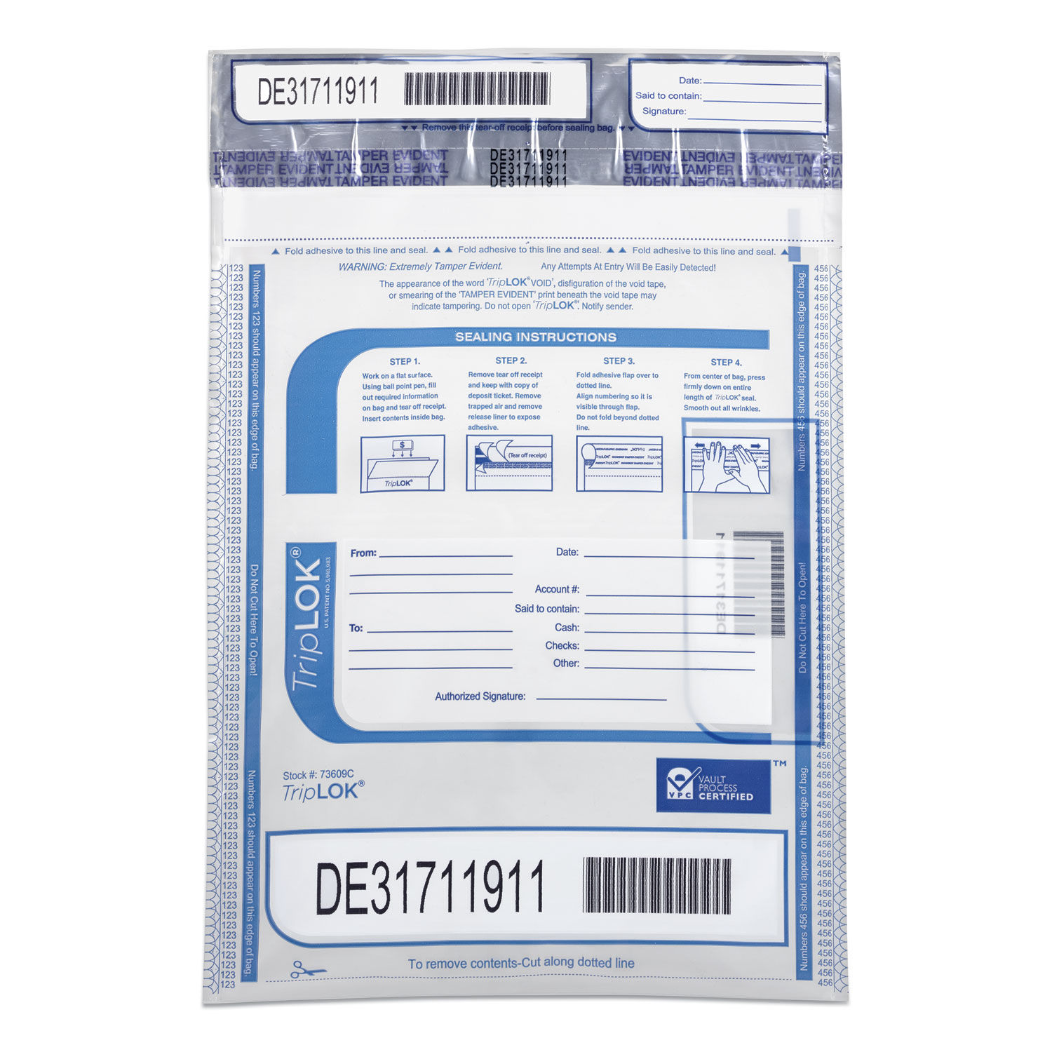 TripLOK Series A Tamper-Evident Bags by Control Papers CNK585028