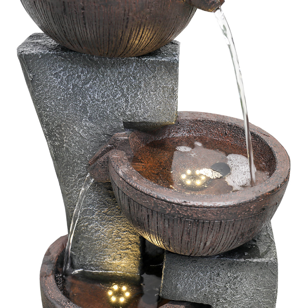 Watnature 43.7-inch H Outdoor Garden Water Fountain with LED Lights 5-Tier Waterfall  Fountain