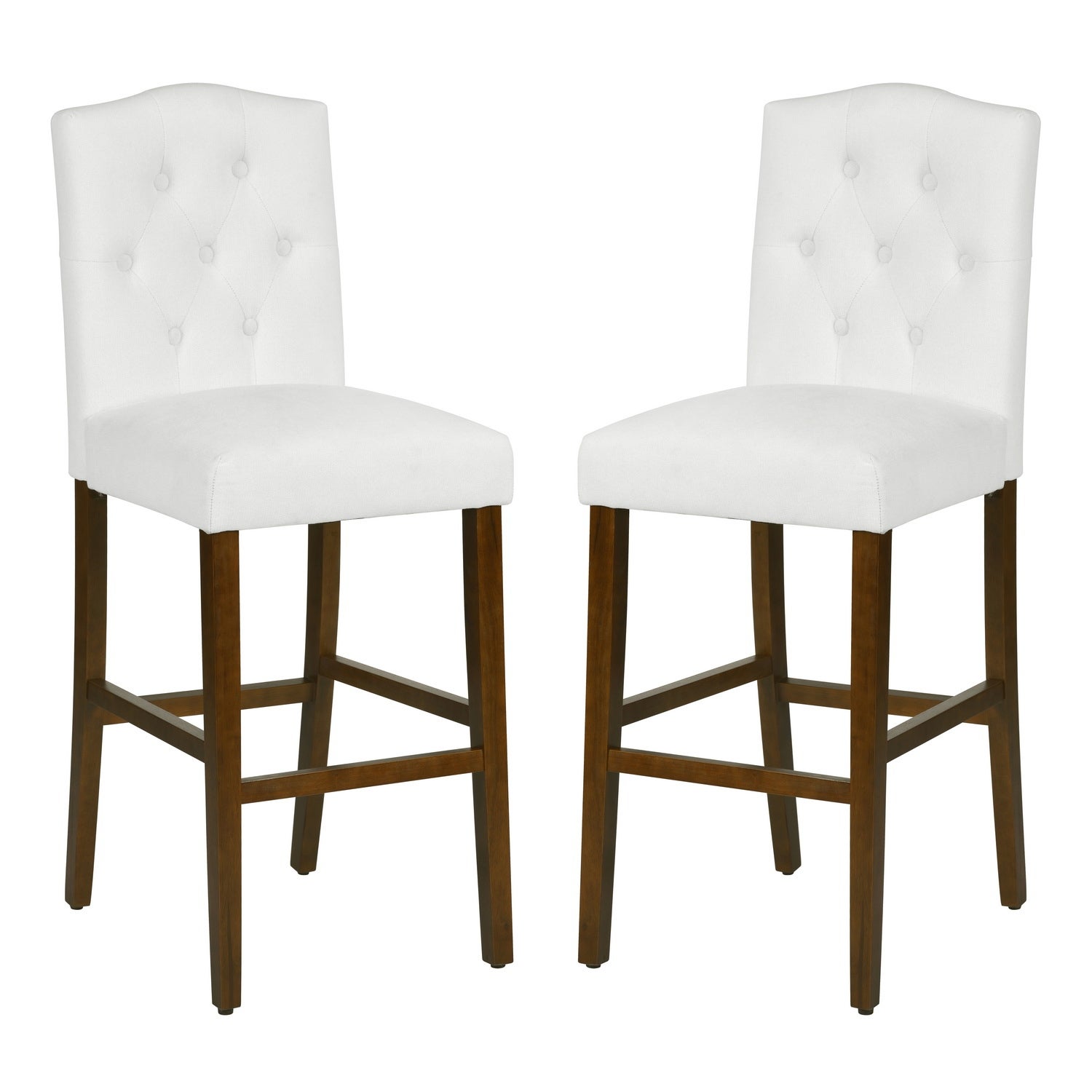 Set of 2 Traditional Upholstered High Stools，