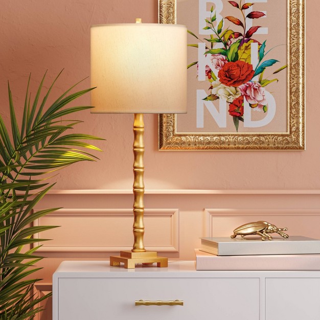 Large Bamboo Table Lamp includes Led Light Bulb Brass