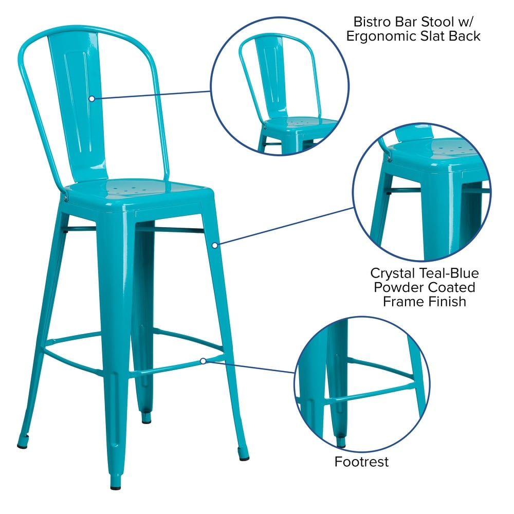 30'' High Metal Indoor Outdoor Barstool with Back   18\