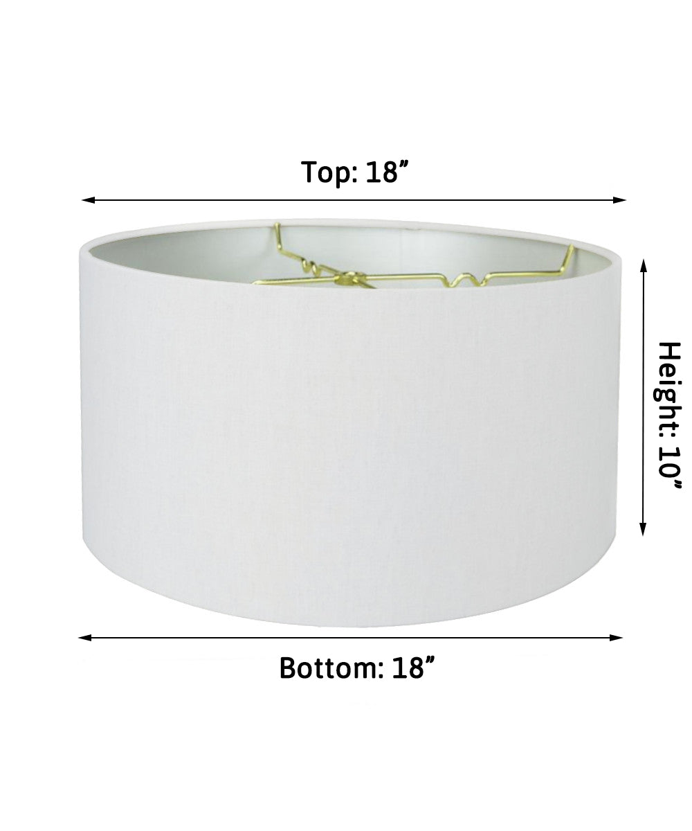 White Linen Shallow Drum Premiere Lampshade 18x18x10