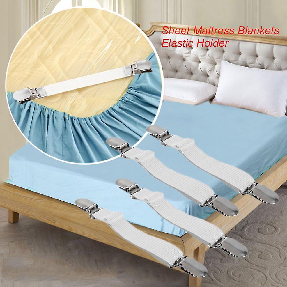 4 Pcs Bed Sheet Mattress Blankets Elastic Holder Non Slipping Gripper Fastener