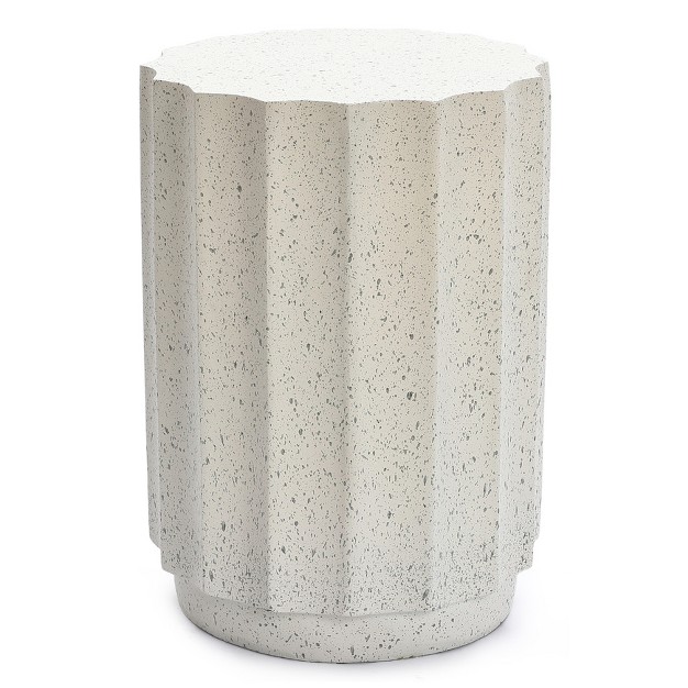 Luxenhome Off White With Gray Cement Round Side Table