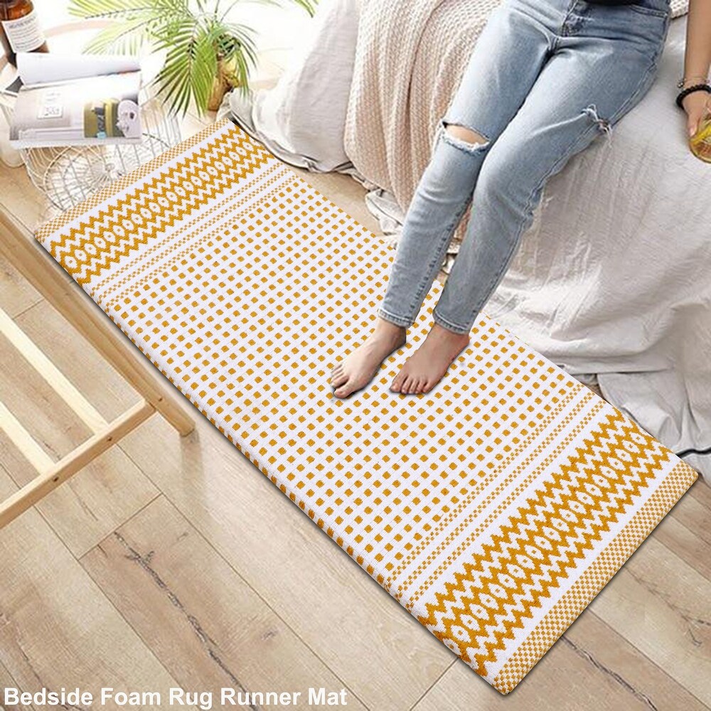 Anti Fatigue Standing Cushioned Kitchen Bath Mats [Set of 2] Woven Cotton  Waterproof  Non Slip  for Office  Sink  Laundry