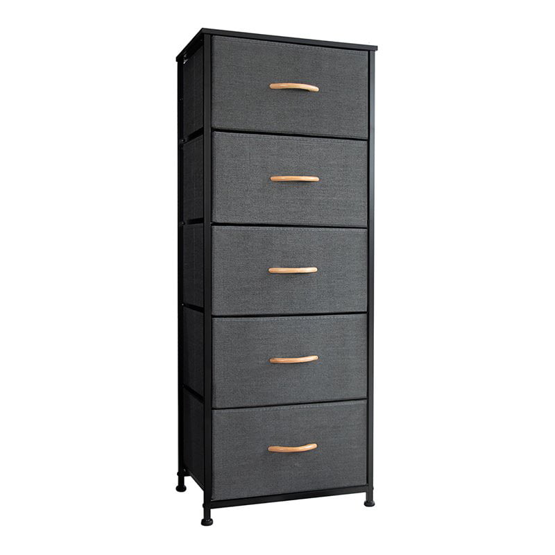 Pellebant 5-Drawer Fabric & Steel Vertical Dresser Storage Tower in Gray