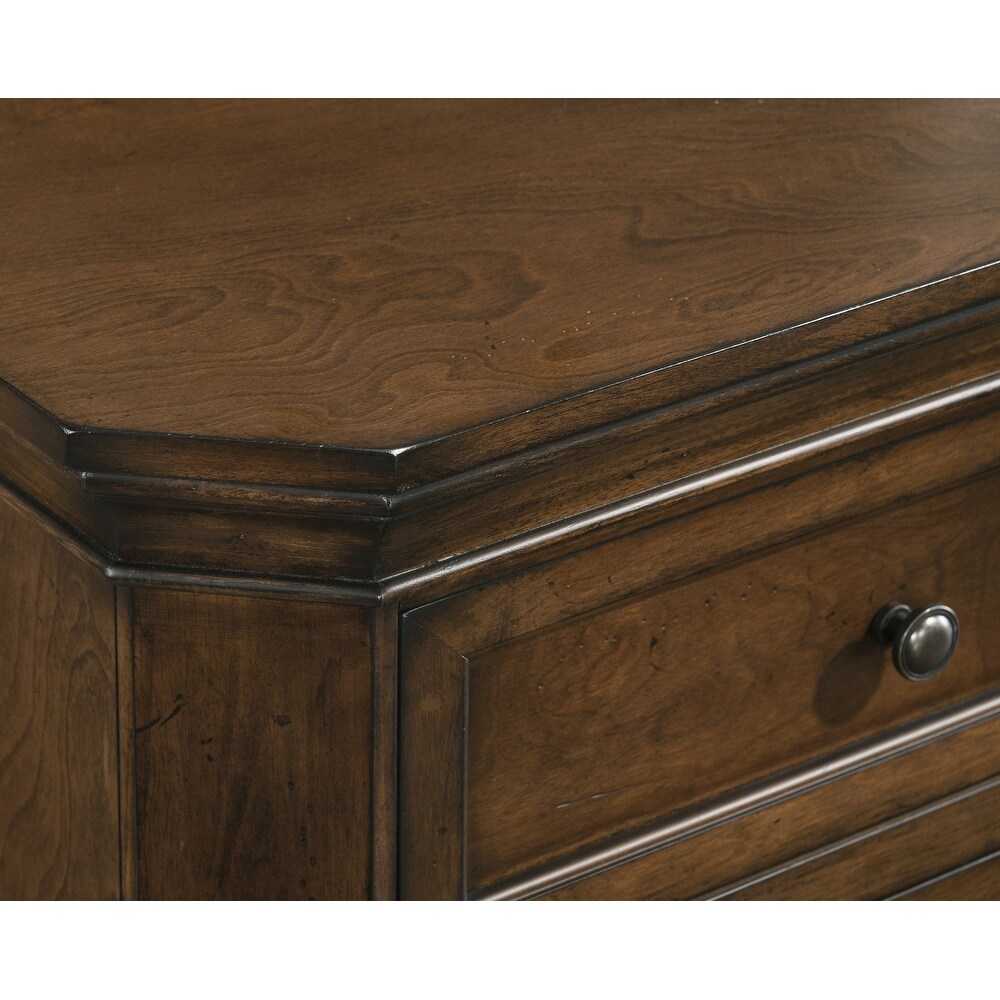 Roundhill Furniture Maderne Traditional Wood Panel Bed with Dresser  Mirror  Nightstand  Antique Walnut Finish