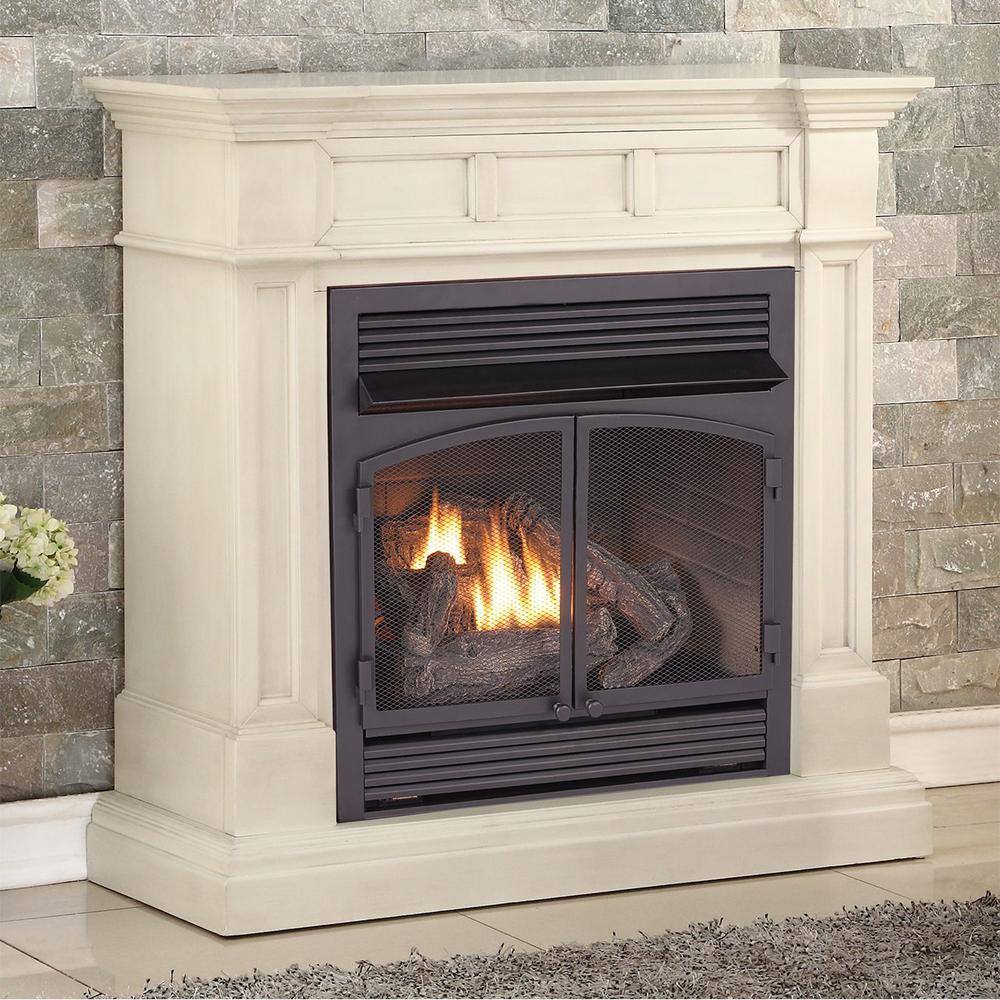 Duluth Forge Dual Fuel Ventless Gas Fireplace - 32000 BTU T-Stat Control Antique White Finish 170123