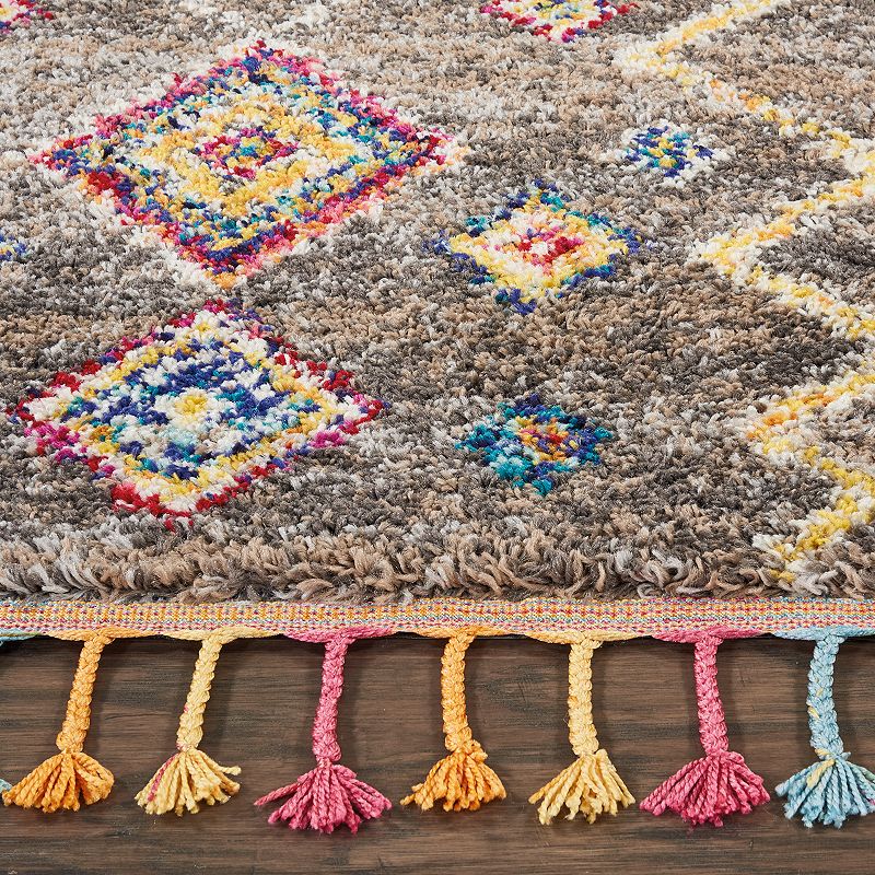 Nourison Moroccan Geometric Tassel Rug